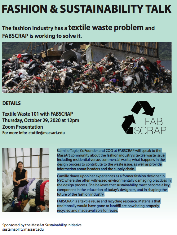 10/29 Textile Waste 101 with FABSCRAP – MASSART